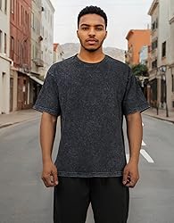 Suvipnee Men's Acid Wash T-Shirts Oversized Unisex