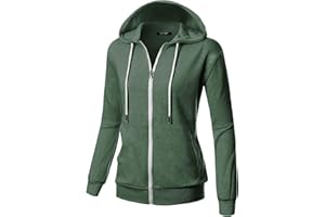 GIVON Basic Lightweight Zip Up Hoodie Long Sleeve Thin Hooded Jacket for Women with Plus Size