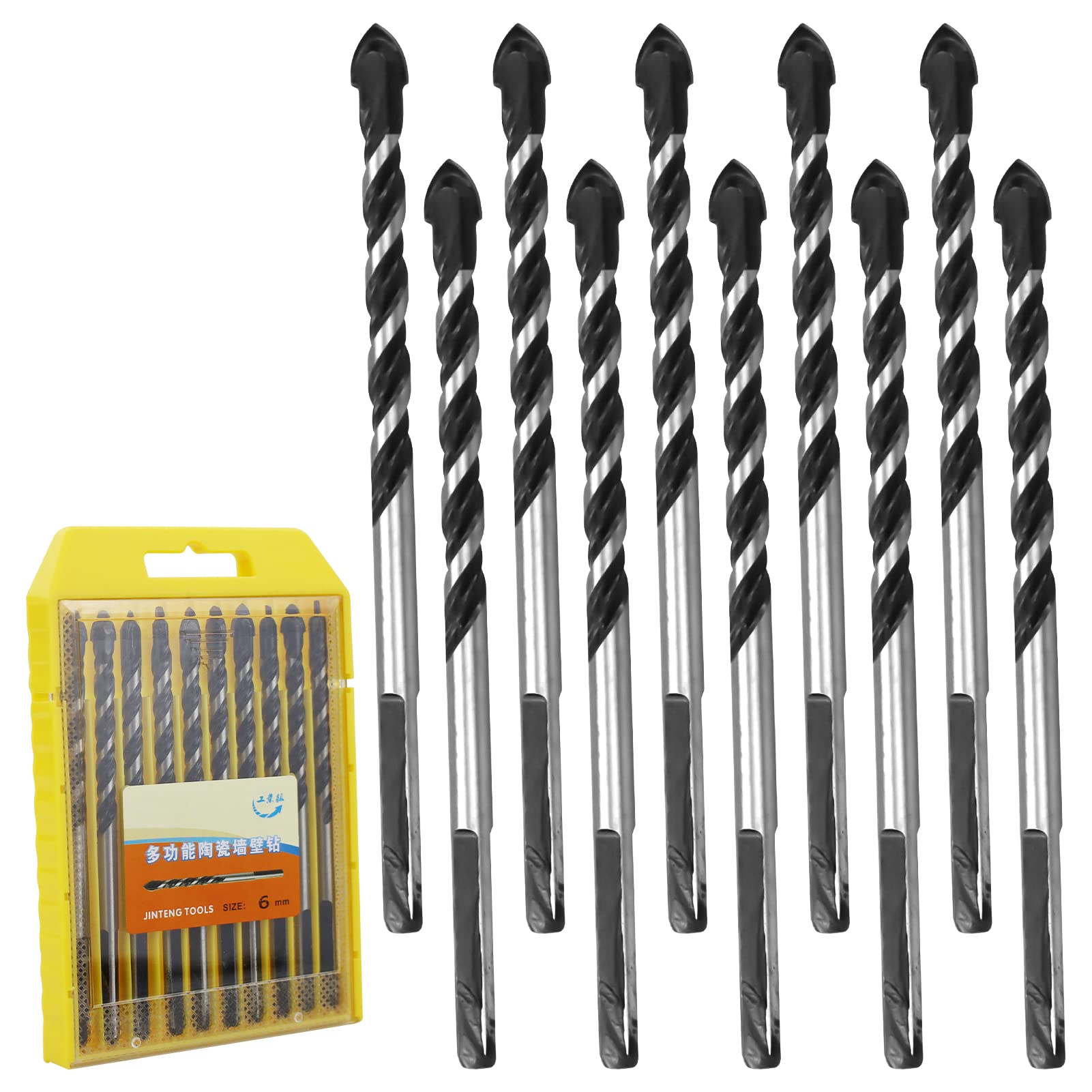 10 PCS Tile Drill Bits Multi-Purpose Drill Bit Set Masonry Drill Bits, Suitable For Tiles, Marble, Stone, Mild Steel, Bricks, Glass, Etc