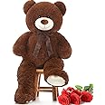 MorisMos Giant Teddy Bear Stuffed Animal 3 ft-36'' Large Teddy Bear, Brown Big Teddy Bear for Girlfriend Valentines, Large Stuffed Bear Plush for Birthday Christmas Baby Shower Decor,Dark Brown