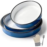 Enamel Baking Pans Set 3pcs Nonstick Bakeware Set,10"12"14" Cookie Sheet Oven Cake Pan for Roasting Meat &amp; Desserts Essential Kitchen Bakeware Non-Toxic Supplies Gift for Festival Cooks