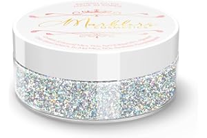 MARBLERS Holographic Face & Body Glitter [Holo Silver] 0.18oz (5g) | Fine | Non-Toxic | Vegan | Cruelty-Free | Festival, Rave & Party Makeup | Eye, Hair, Nail Polish, Eyeshadow | Nail Art | Gel Nail