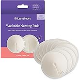 Lansinoh Washable Nursing Pads, Made with Organic Bamboo Viscose, Reusable Breast Pads for Breastfeeding with Wash Bag, Breas