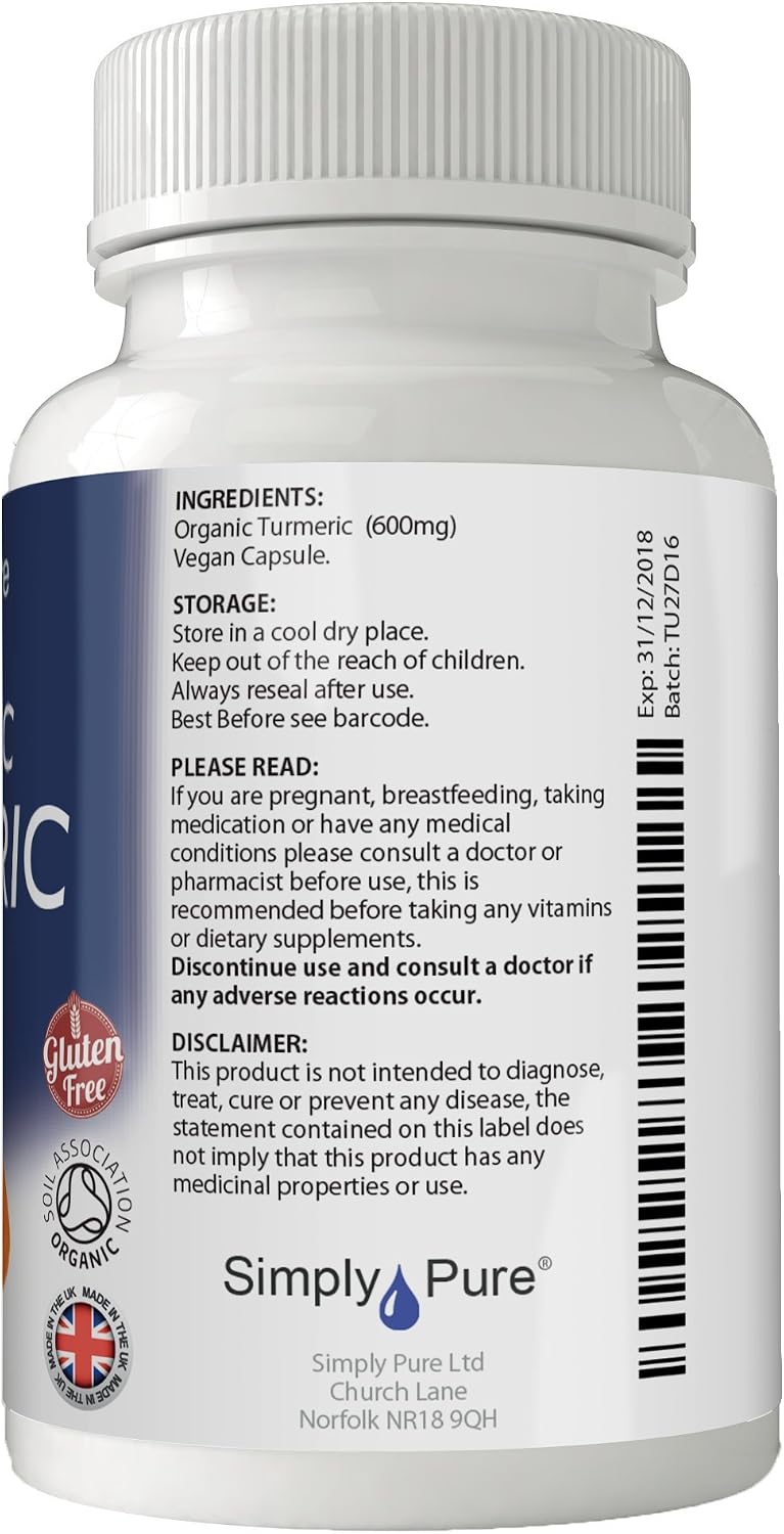 Simply Pure Organic Turmeric, 90 count (Pack of 1) - Image 4