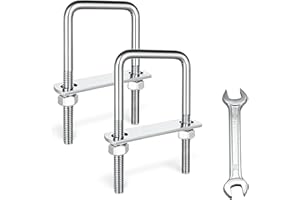 SRZTXU 2 Sets M8 Square U-Bolts,u-Bolts 2 inch Wide,304 Stainless Steel Square u-Bolts,with Nuts,Bolt Plate and washers (2, M8 x 50mm x 100mm)