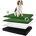 HQ4US 4LEGS Foldable Dog Litter Box with Artificial Grass Pee Pads, Large Liner Base (33'23') for Balcony Potty Training