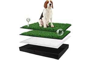 HQ4US 4LEGS Foldable Dog Litter Box with Artificial Grass Pee Pads, Large Liner Base (33'23') for Balcony Potty Training