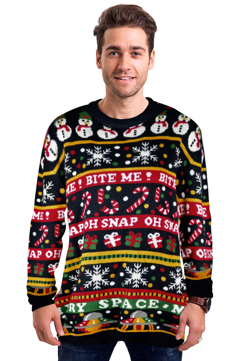 Arvilhill Mens Xmas Ugly Funny Pullover Sweater Long Sleeve Winter Knit Jumper Xmas Gift L