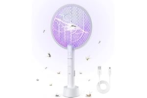 PALONE Bug Zapper Racket, 2 in 1 Electric Bug Zapper, 4000V Electric Swatter 3 Layers Lamp, Indoor Zapper Without Waving Hand