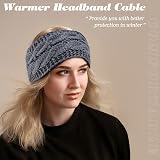 Mygeromon Women's Knitted Headband Winter 2pc Thick Warm Cable Knit Ear Warmer view 2