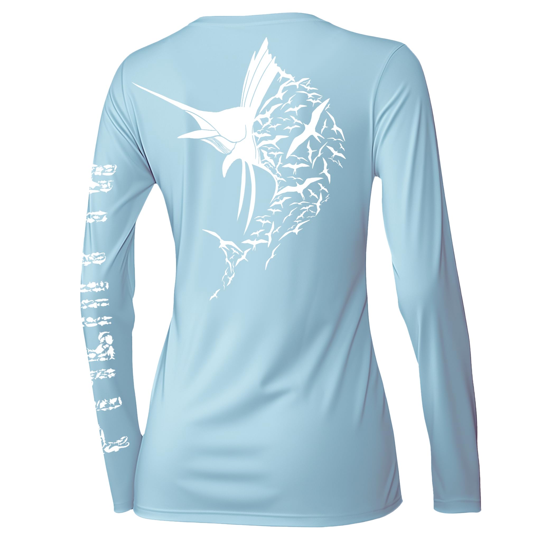 Photo 1 of Palmyth Womens UPF 50+ Fishing Shirts Sun Protection Long Sleeve T-Shirt (Blue/Sailfish, L)