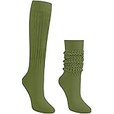 Auranso Slouch Socks Women Cotton Scrunch Knee High Long Knit Boot Socks 6-11