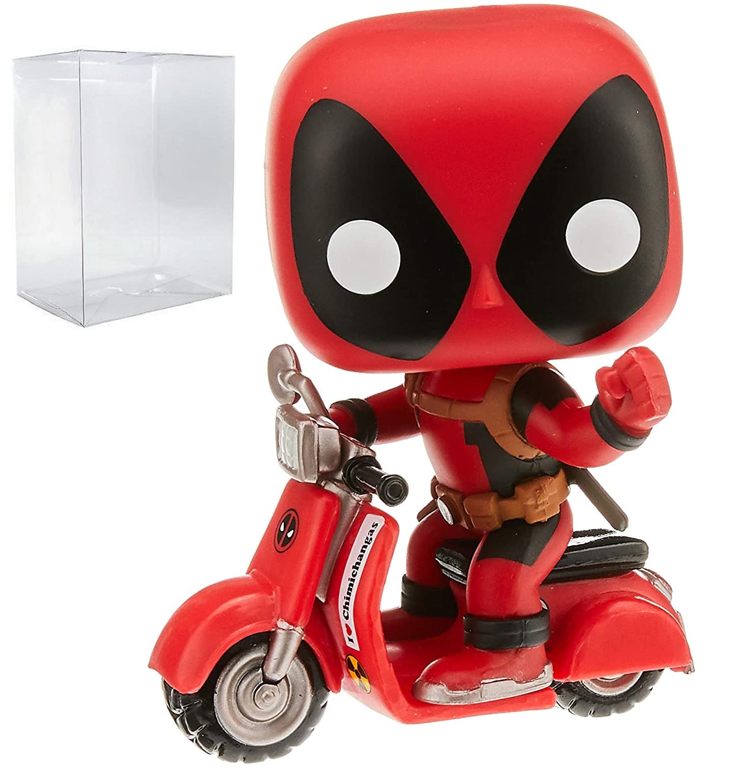 Marvel: Deadpool Parody - Deadpool on Scooter Funko Pop! Rides Vinyl Figure (Bundled with Compatible Pop Box Protector Case), Blue,grey, 3.75 inches