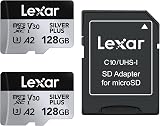 Lexar Silver Plus 128GB MicroSDXC UHS-I Card C10 U3 A2 V30 with Adapter