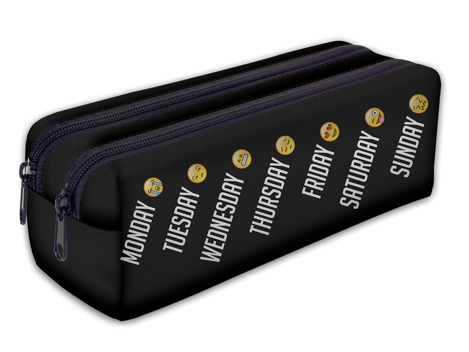 Pencil case with 2 Compartments Toiletry-Bag Vanity Case Make up Purse Phone Handbag Pencil-Bag Holder Emoji Week [107]
