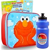Elmo Lunch Box for Boys - Bundle with Insulated Sesame Street Lunch Bag Plus Water Bottle, Coloring Book and More | Elmo Lunch Container Set