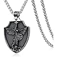KIRTIJW St Christopher/George/Michael/Jusus/Mary Necklace for Men Stainless Steel Patron Saints Medallion Jewelry