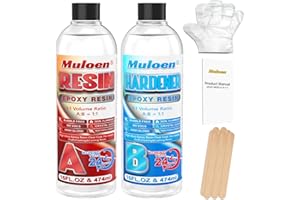 MULOEN Epoxy Resin - 32OZ Resin Kit, Crystal Clear Epoxy Resin Kit No Yellowing & No Bubble for Art DIY Jewelry Craft Desktop Coating Casting