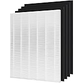 CHAMONNY D480 True HEPA Replacement Filter D4, Compatible with Winix D480 Air Purifier, Compare to Winix D4 Filter, Item Number 1712-0100-00, 1 H13 True HEPA Filters + 4 Activated Carbon Pre-Filters