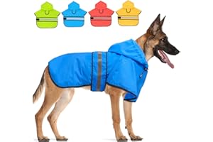 Candofly Dog Raincoat Hooded Poncho - Adjustable Waterproof Dog Rain Jacket Lightweight Reflective Dog Rain Coat Pet Slicker for Small Medium Large Dogs (X-Large, Sky Blue)