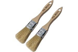 POL BRUSH Set of 2 1 Inch Flat Paint Brushes - High European Quality - Natural Bristles - for Home, Wood, Walls, Art, Trim & Furniture - for Acrylic, Oil, Stain, Chalk & Latex Paints