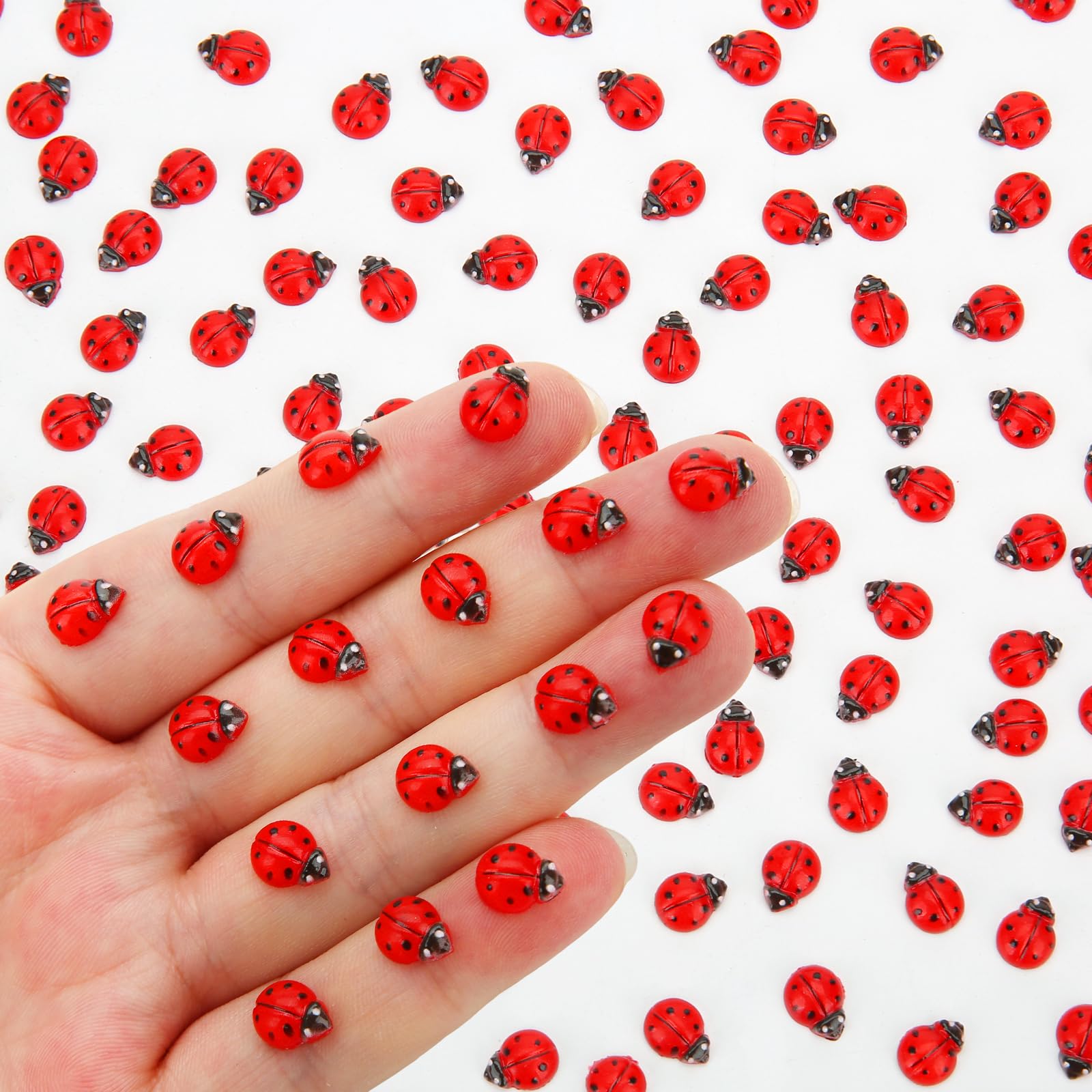 200 Pcs Mini Resin Ladybug Decor for