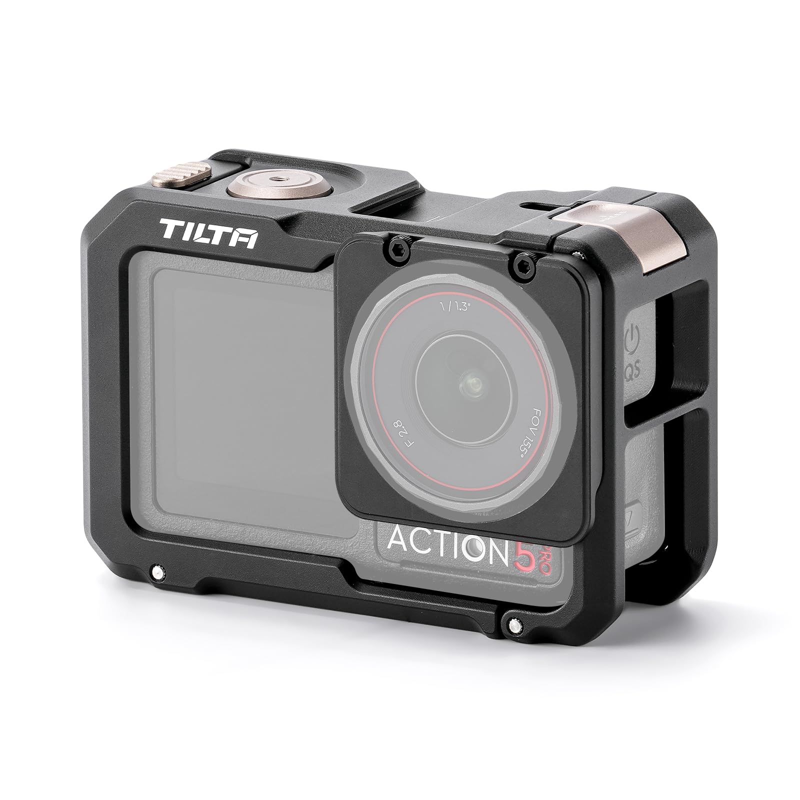 Tilta DJI Osmo Action 5 Pro Cage, Full Camera Cage Compatible with DJI Osmo Action 3, Action 4, Action 5 Pro with 1/4"-20 Thread, Cold Shoe Receiver - Black TA-T72-FCC-B