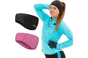 Winter Ear Warmer Headband for Women and Men - 2 Pack Fleece Stretchy Ear Muff Ear Cover for Outdoor Sports, Running, Skiing