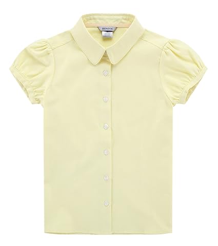 Bienzoe Groß Mädchen Schuluniformen Oxford Kurz Puff Ärmel Bluse