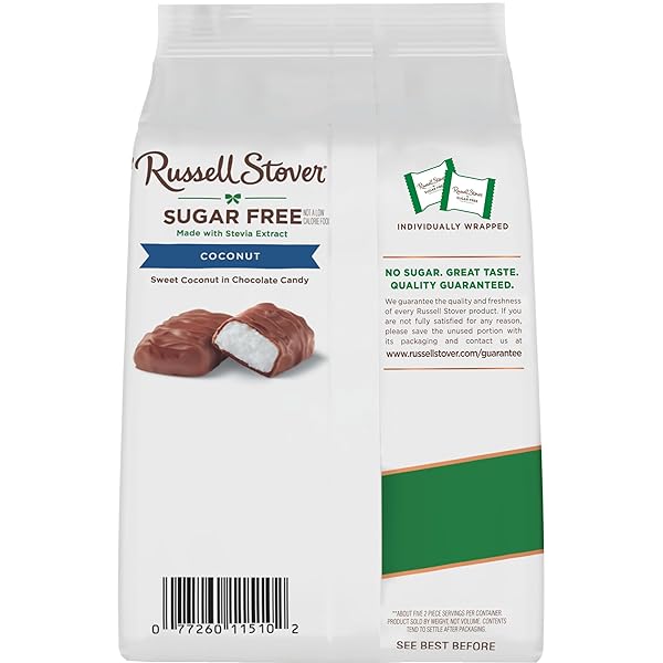 RUSSELL STOVER SUGAR FREE COCONUT IN CHOCOLATE CANDY, 5 OZ. BAG