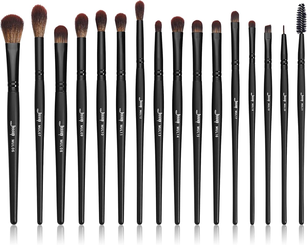 Jessup Eye Brushes Set, Vegan Makeup Brushes with Concealer Powder Eyeshadow Blending Eyeliner Spoolie Brush, 16pcs Premium S
