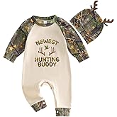 RSRZRCJ Newborn Baby Boy Spring Clothes Hunting Buddy Long Sleeve Romper Jumpsuit Hat Set Fall Outfit