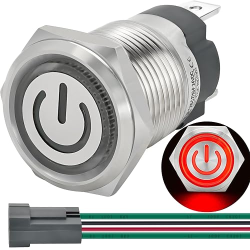 15 Amp Momentary Push Button Switch 16mm 5/8