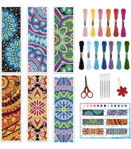 thumbnail image 2 of BEUNITONE 6 Pcs Cross Stitch Bookmark Kit DIY Ghana 2 of 11