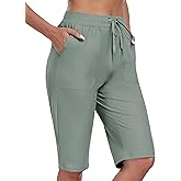 MoFiz Womens 13" Knee Length Hiking Shorts Quick Dry Water Resistant Athletic Travel Golf Bermuda Shorts with 3 Pockets