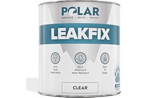 POLAR SPECIALIST COATINGS Polar Clear Leak Fix Paint - 17oz - One Coat Waterproof Sealant, Instantly Seals Leaks & Cracks for Roofs, Drainpipes and Gutter Repairs for Exterior Use