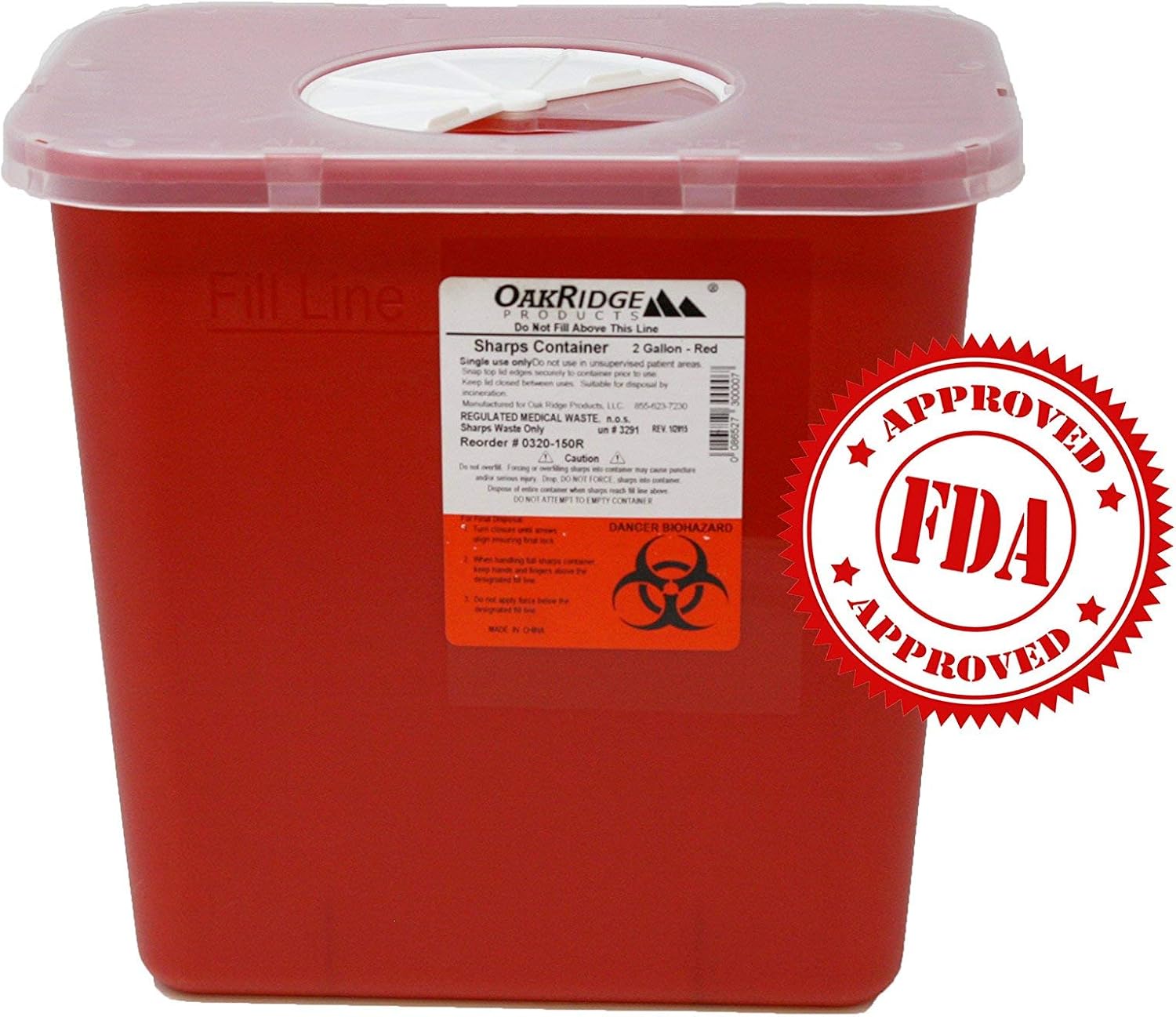 2 Gallon Size | Sharps and Biohazard Waste Disposal Container (Pack of 2) by Oakridge Products: Home Improvement