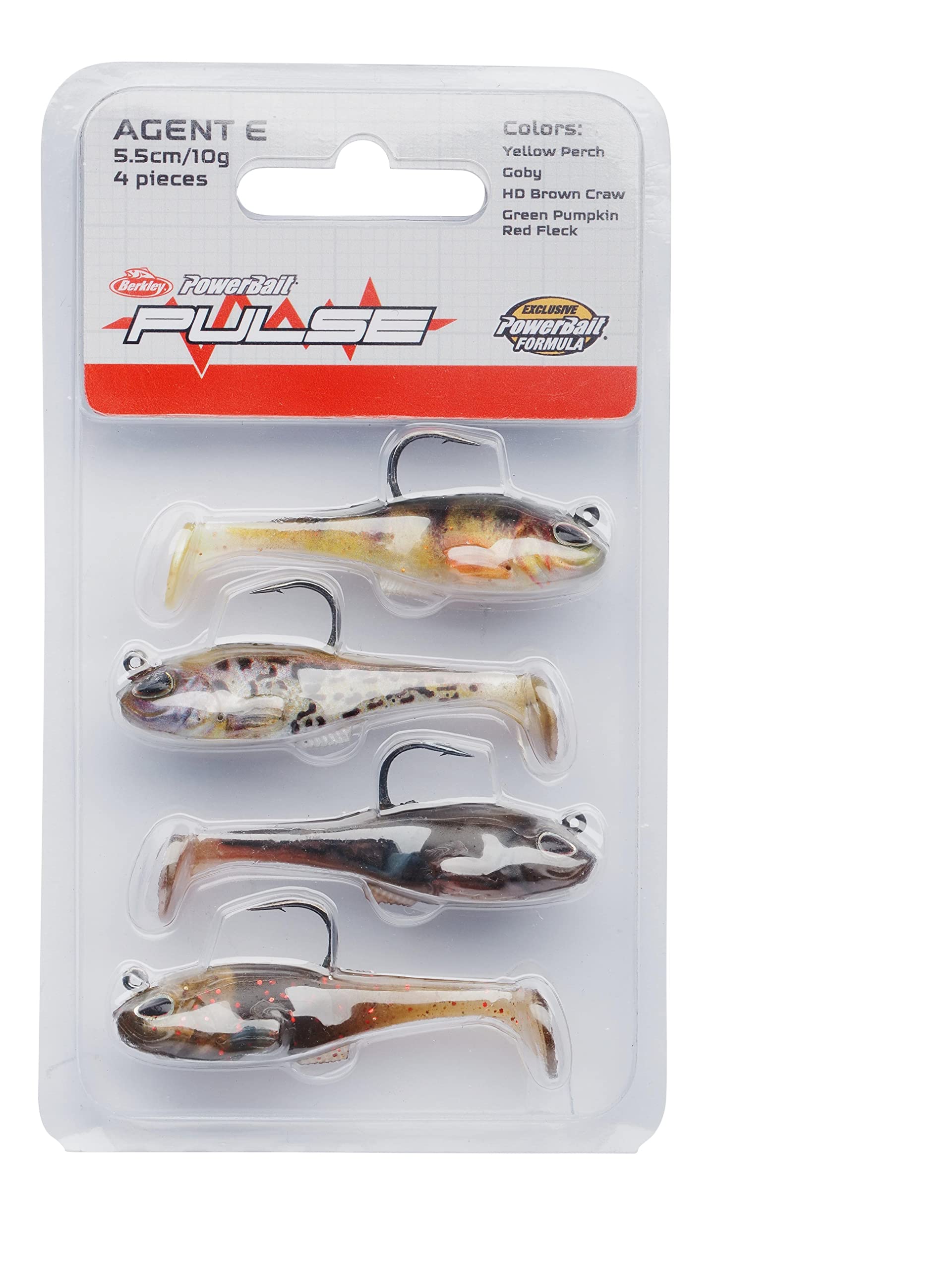 Berkley Pulse Agent E Soft Lure Pack, 4 Lures, Perfect Goby Imitations, Well-Suited to Jigging, Retrieving, and Vertical Fishing. Four Fish-Catching Colours Per Pack, 14g | 80mm