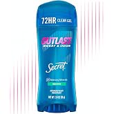Secret Outlast Antiperspirant Deodorant for Women, 72hr Sweat &amp; Odor Protection, PH Balancing Minerals, Clear Gel, Unscented 3.4 oz