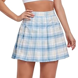 Pleated Plaid Mini Skirts with Shorts Casual Skirt
