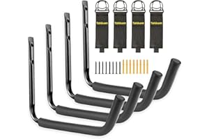 Tahikem Kayak Rack Wall Mount, Canoe Hanger Hooks, Kayak Storage Hook, Garage Hanger Ladder Brackets, for Hanging Outdoor Beach Folding Chair Bicycle Surfboard Snowboard Paddle Board - Black