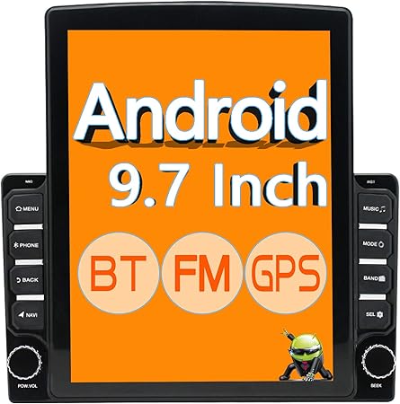 Amazon Com Zhnn Double Din Stereo Android 9 1 Vertical Car Stereo Radio Touchscreen 9 7 Head Unit With Gps Navigation Bluetooth Fm Support Rear Camera Mirror Link For Ios Android Phones Wifi 16gb Gps Navigation