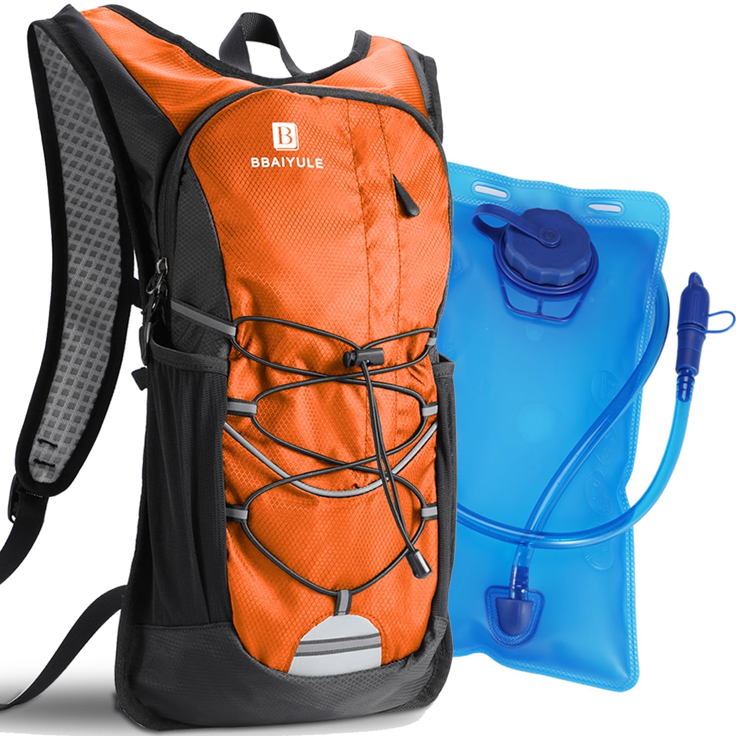 BBAIYULE Hydration Backpack with 2L Water Bladder BPA Free,Water Backpack for Hiking Hydration Pack for Running Cycling Hiking (Orange)