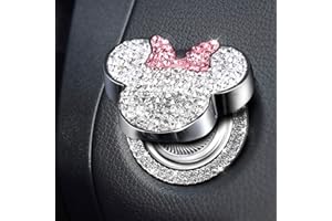 PANGPAI Car Cute Push to Start Button Cover Accessories, Pink Bling Crystal Car Engine Start Stop Button Cover, Car Decoration Interior Sticker for Women Girl
