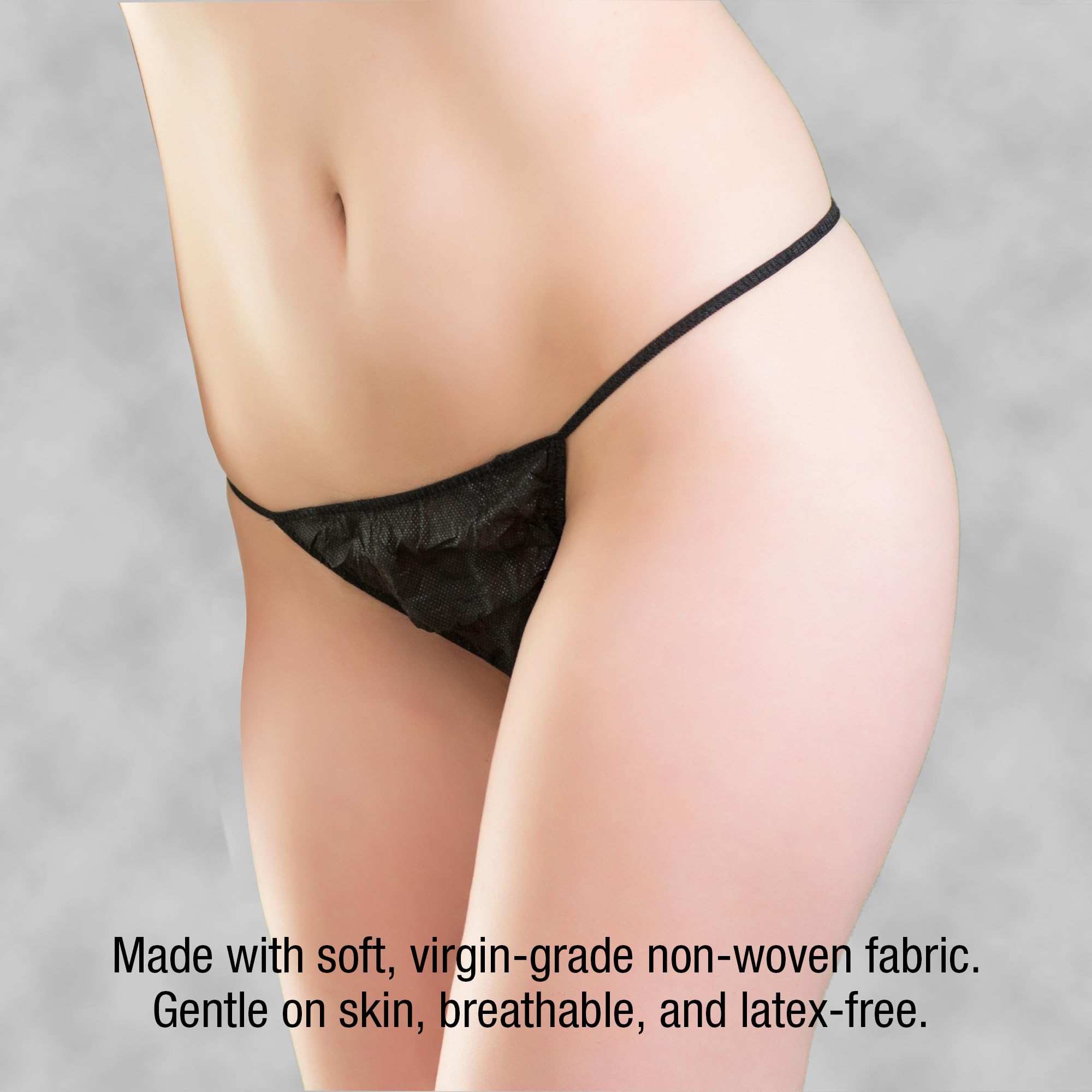 APPEARUS Disposable Women's Black T-String Thong Bikini Panties for Spray Tanning and Spa Treatments, One Size