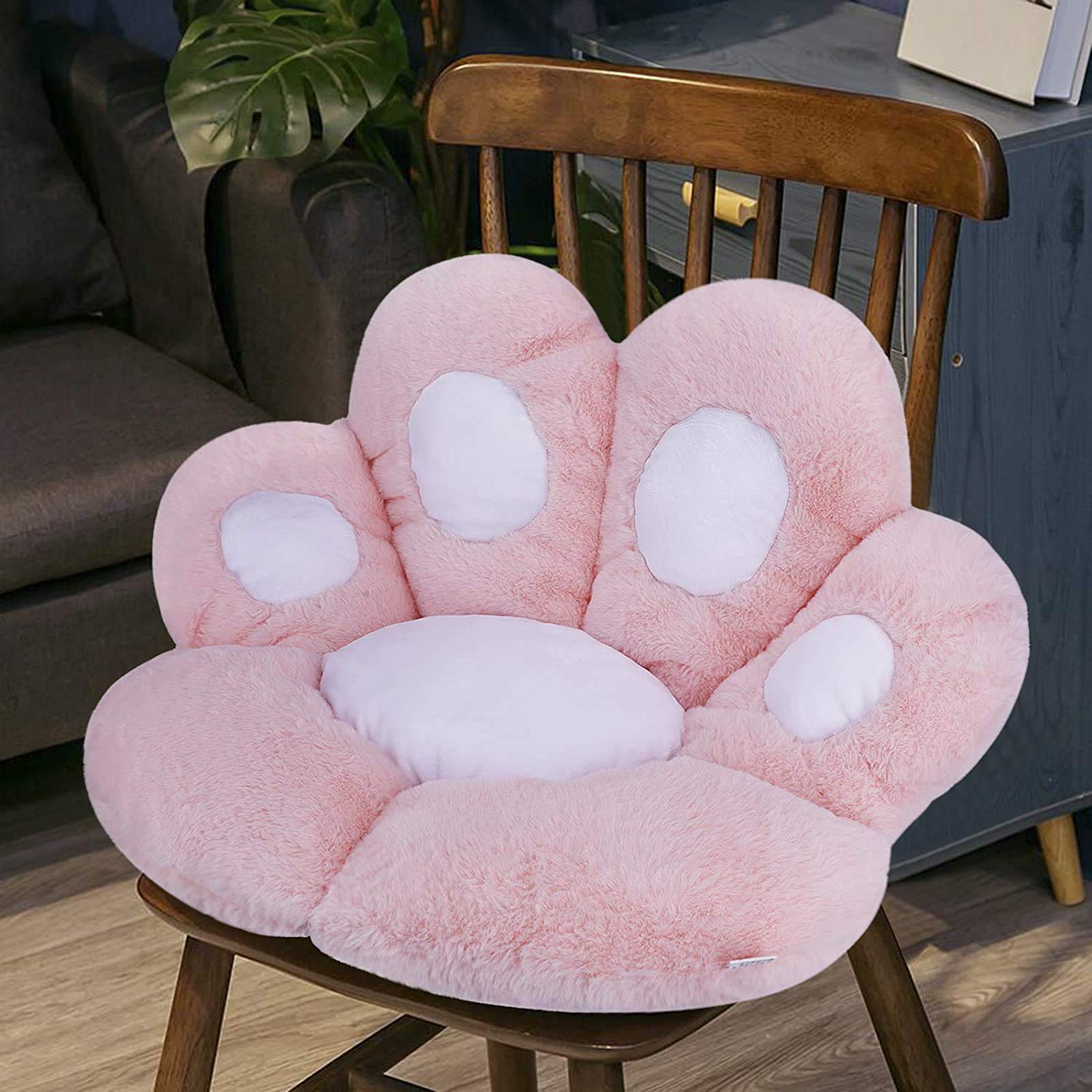Reversible Seat Cushion Cute Bear Paw Shaped Armchair Cushion Soft Warm Plush Lazy Sofa Office Seat Pad Pillow Relieves Back Coccyx Sciatica Tailbone Pain Relief Chair Cushions Floor Mat