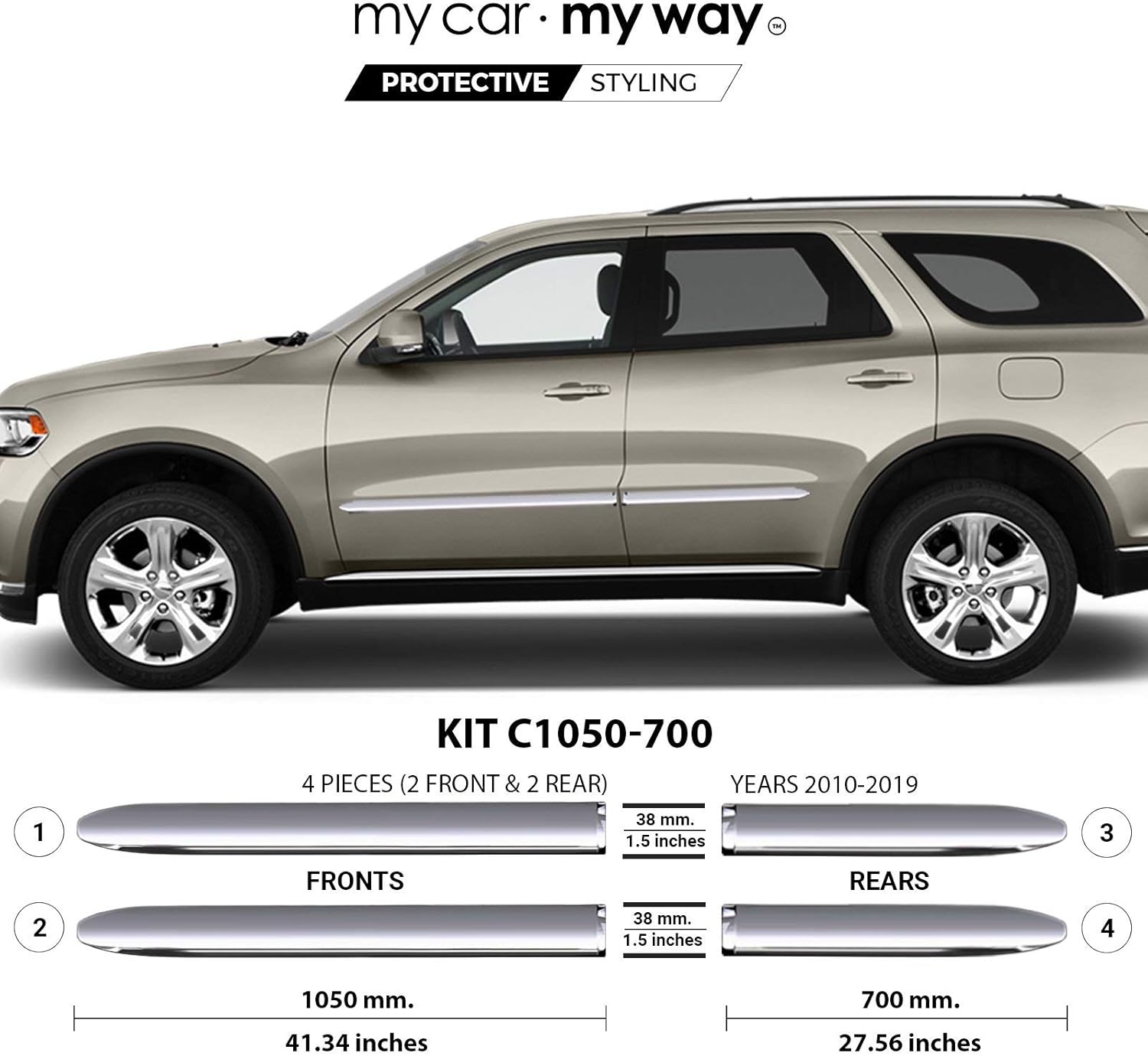 Fits Dodge Durango 20102019 Hybrid Body Side Molding Cover Trim Door