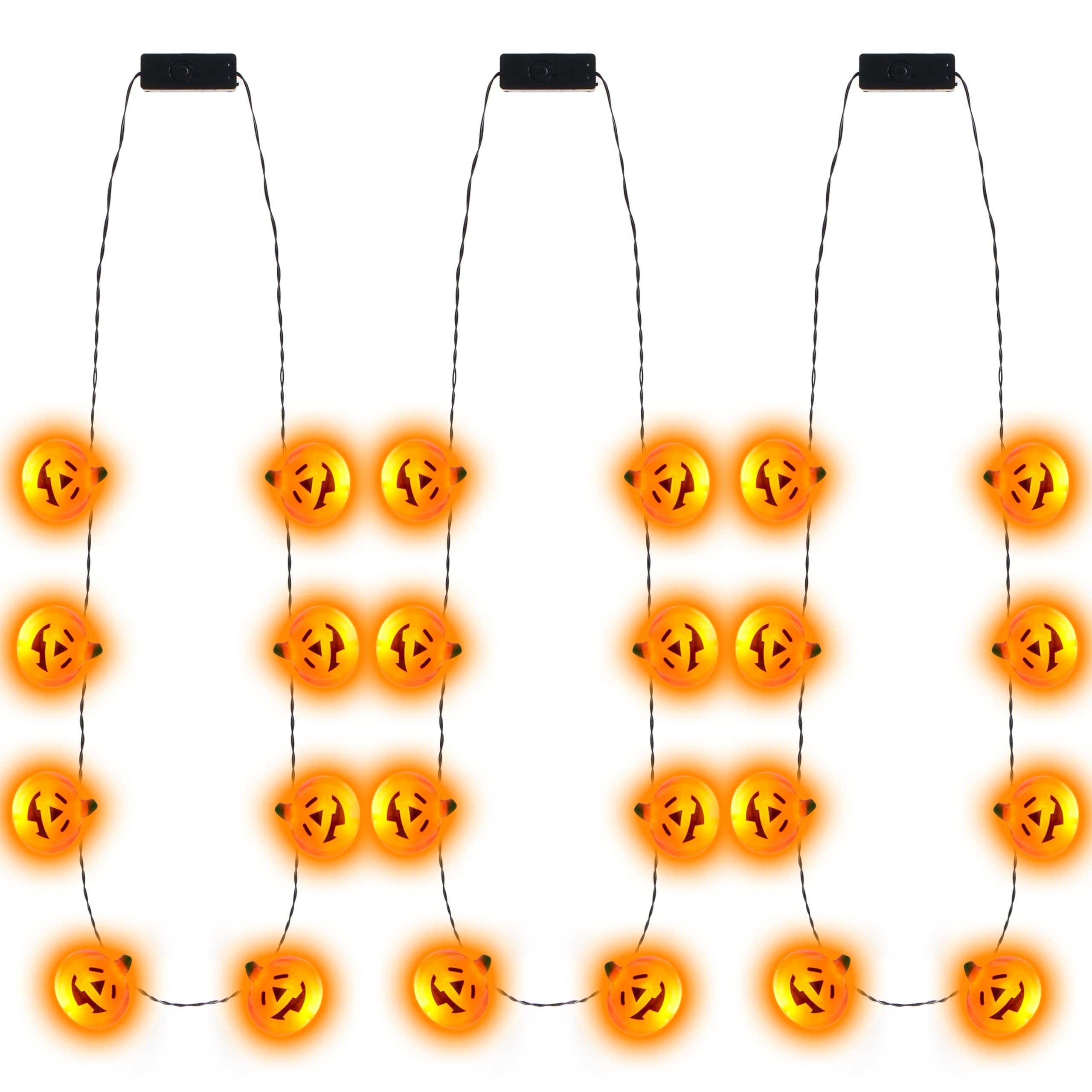 Photo 1 of JOYIN 3 Pcs Halloween LED Necklace Pumpkin Shaped Jack o' Lantern Glowing Necklaces for Halloween Party Favor and Supplies, Party Costume Accessory Supplies