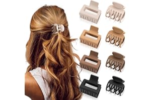Hoxfly 8pcs Hair Clips, Matte Small Double Row Teeth Hair Clip, Nonslip Claw Hair Clip for Women Girl Thin Medium Fine Hair