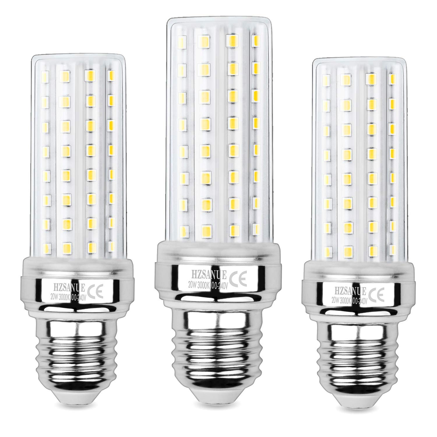 HZSANUE LED Corn Bulbs 20W, 150W Incandescent Bulbs Equivalent, 2300Lm, 3000K Warm White, E27 Edison Screw, Pack of 3